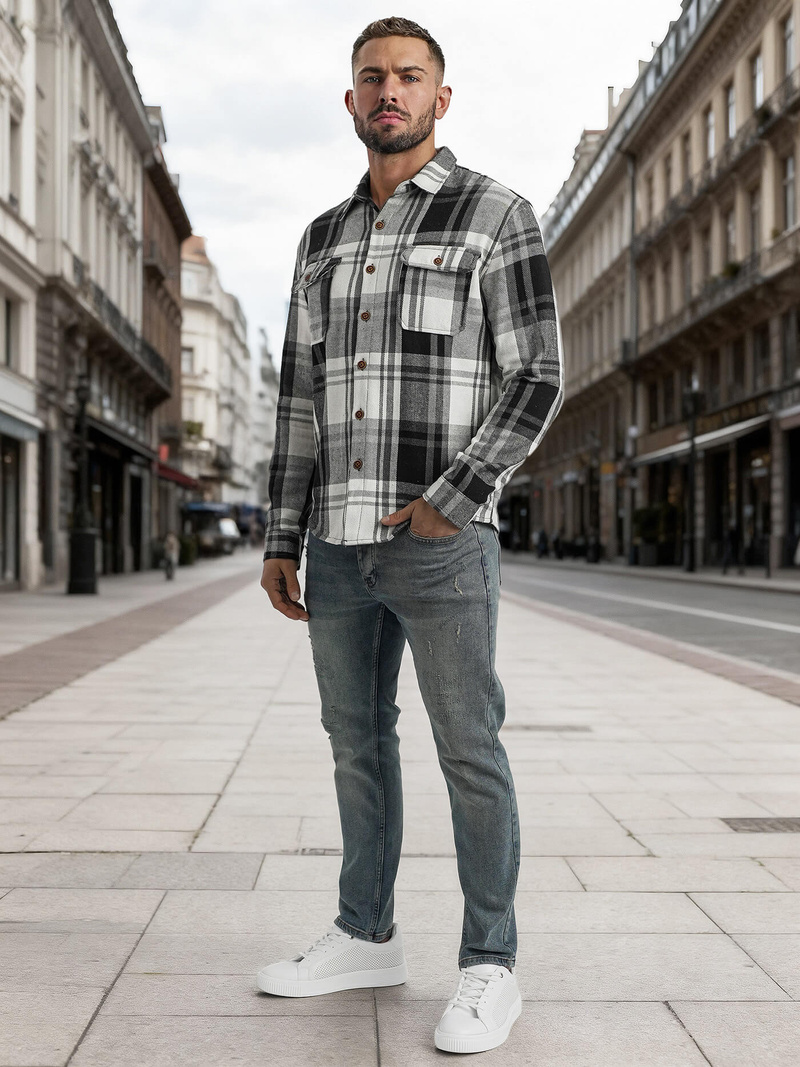 Pánská košile černobílá OZONEE NB/MC728N/3