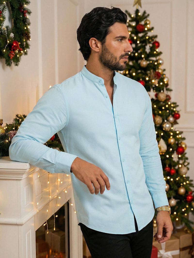 Pánská Košile Světle-Modrá OZONEE O/V54