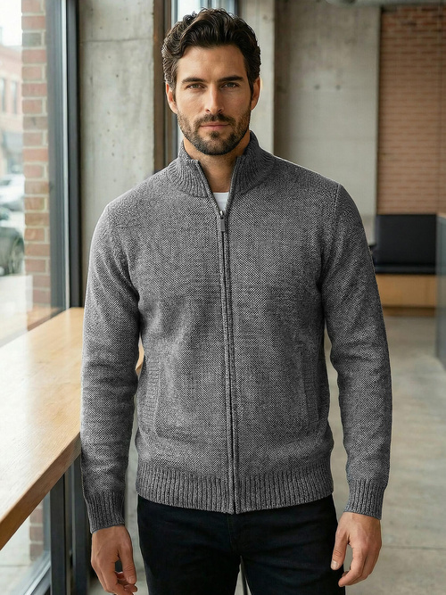 Pánský Svetr Grafitový OZONEE JS/59B3611/5