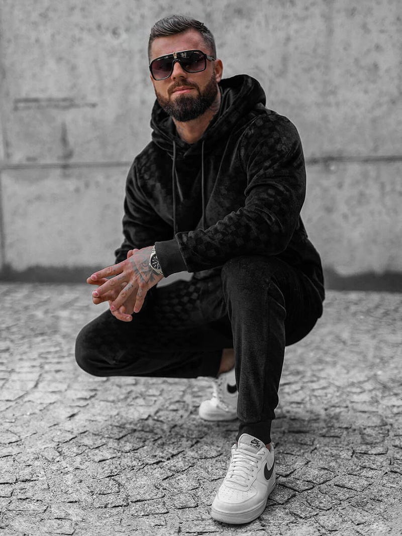 Pánská Tepláková Souprava Černá OZONEE O/3A82