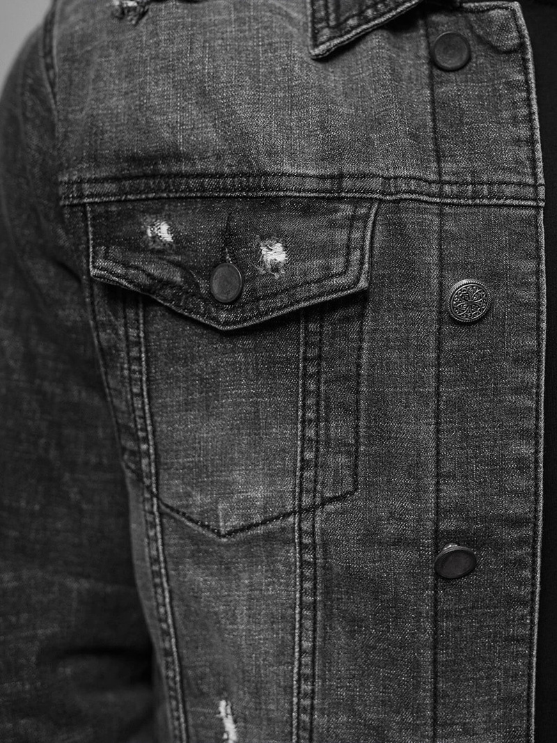 Pánská Džínová Bunda Černá OZONEE NB/MJ515N