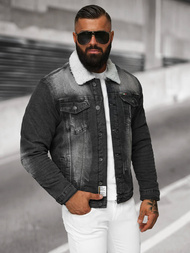 Pánská Džínová Bunda Šerpa Černá OZONEE NB/MJ513N