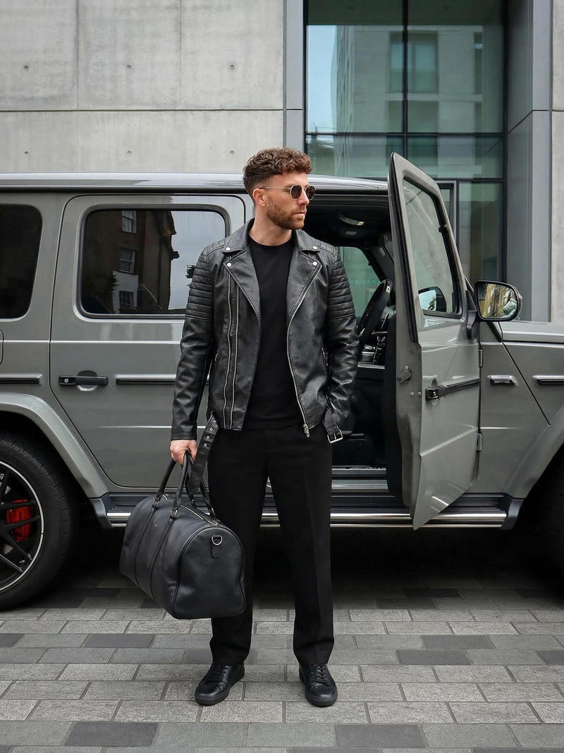 Pánská koženková bunda černá OZONEE JS/11Z8069