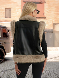 Dámská kožená vesta černá OZONEE JS/61M8516/392