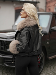 Dámská koženková bunda černo-béžová OZONEE JS/61M8512/392BZ