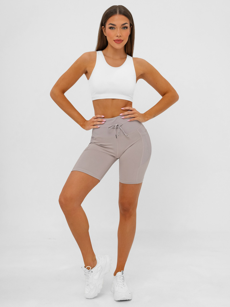 Krátké dámské legíny moka OZONEE JS/XY24026S