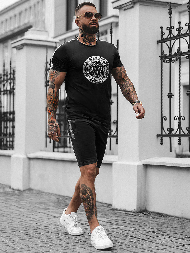 Pánská Tepláková Souprava Černo-Stříbrná OZONEE O/HM788Z