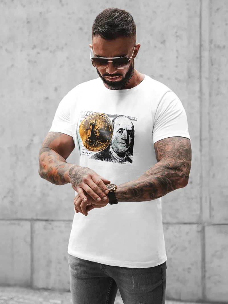 Pánské Tričko Bílé OZONEE O/BL2260Z