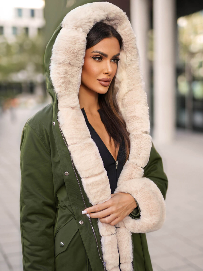 Dámská Zimní Bunda Zelená OZONEE JS/M763/136Z