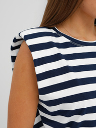 Dámské Tričko Bílo-Námořnická Modřá OZONEE JS/R61670