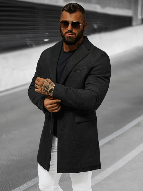 Pánský Kabát Černý OZONEE JB/1047Z