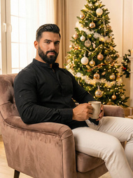 Pánská Košile Černá OZONEE O/V121Z