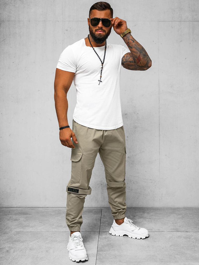 Pánské Chino Jogger Kalhoty Béžové OZONEE O/G3014Z
