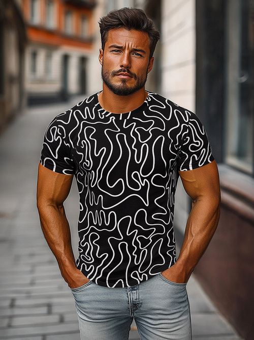 Pánské Tričko Černé OZONEE JS/8T1198/3Z