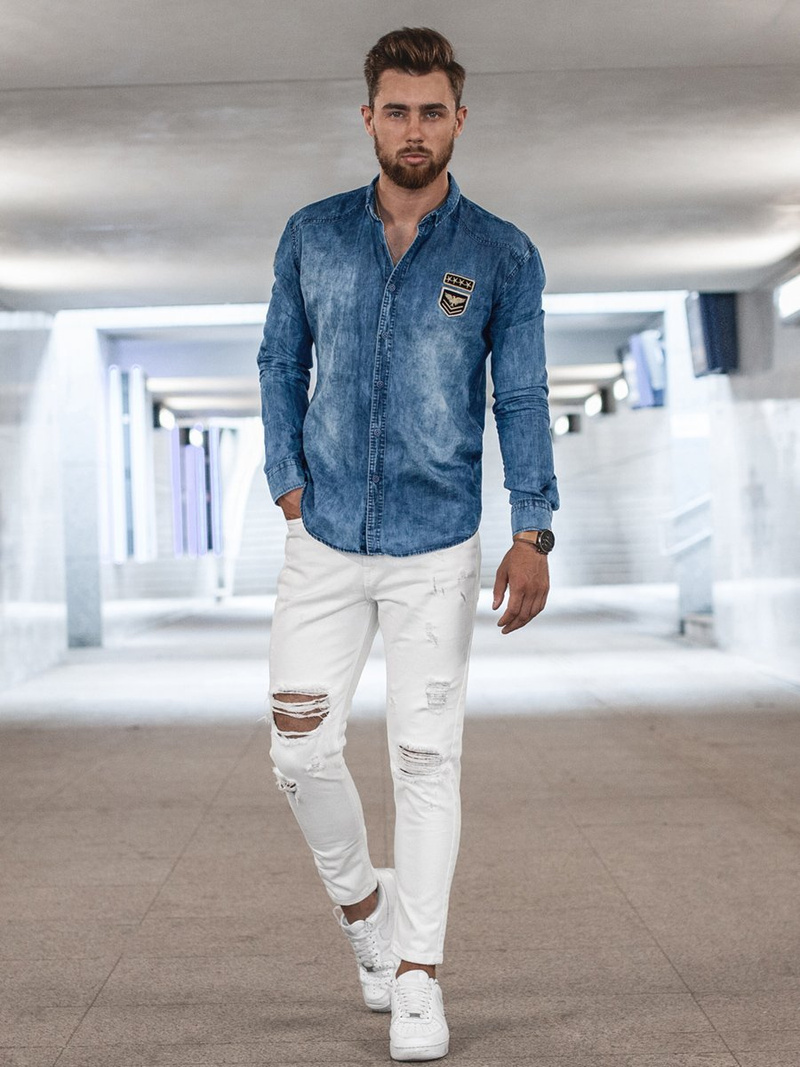 Pánské Džíny Bílé OZONEE B/55082