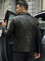 Pánská koženková bunda černá OZONEE JS/11Z8067Z