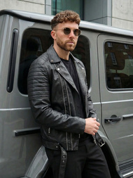 Pánská koženková bunda černá OZONEE JS/11Z8069