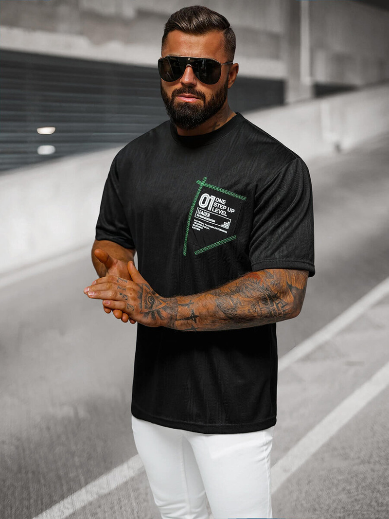 Pánské Tričko Černé OZONEE O/3C333