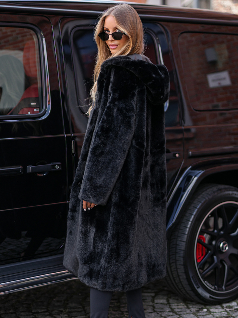 Dámská zimní kožešinová bunda černá OZONEE JS/11Z8250