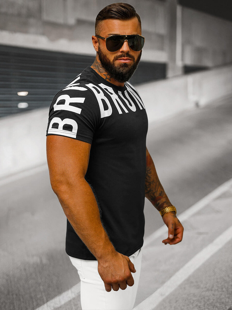 Pánské Tričko Černé OZONEE O/8T1265/3