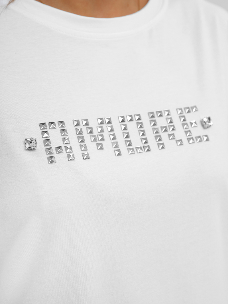 Dámské Tričko Bílo-Stříbrná OZONEE JS/YJ77716