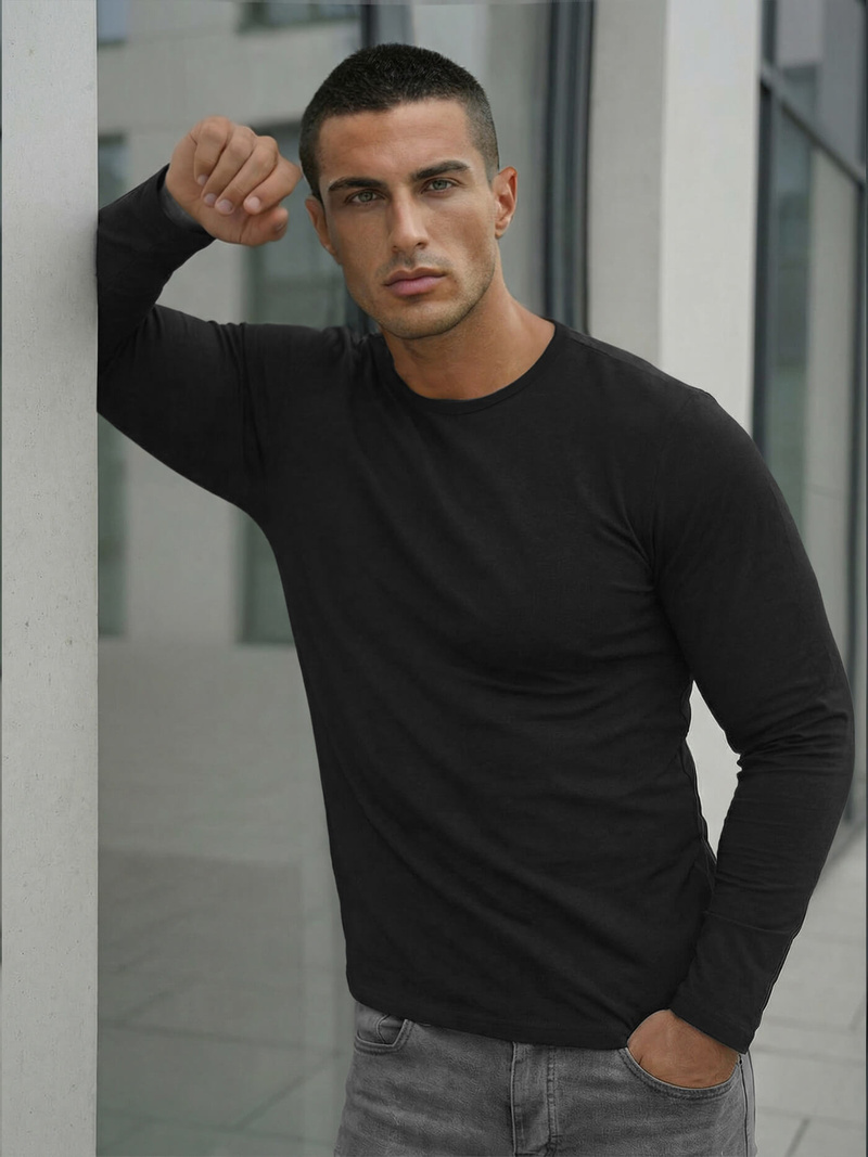 Pánské Tričko S Dlouhým Rukávem Černý OZONEE JS/DB71/1