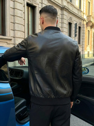 Pánská Koženková Bunda Černá OZONEE JS/11Z8105Z