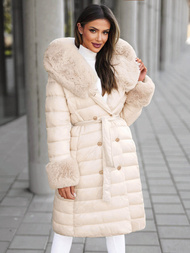 Dámský Kabát Béžový OZONEE JS/5M3160/254Z