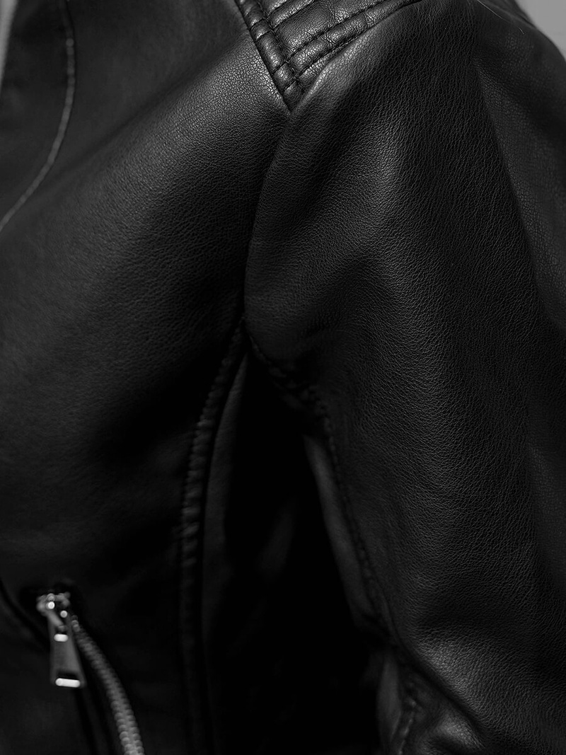 Dámská Kožená Bunda Černá OZONEE JS/11Z8038