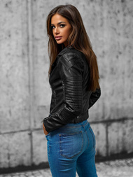 Dámská koženková bunda křivák černá OZONEE JS/11Z8037