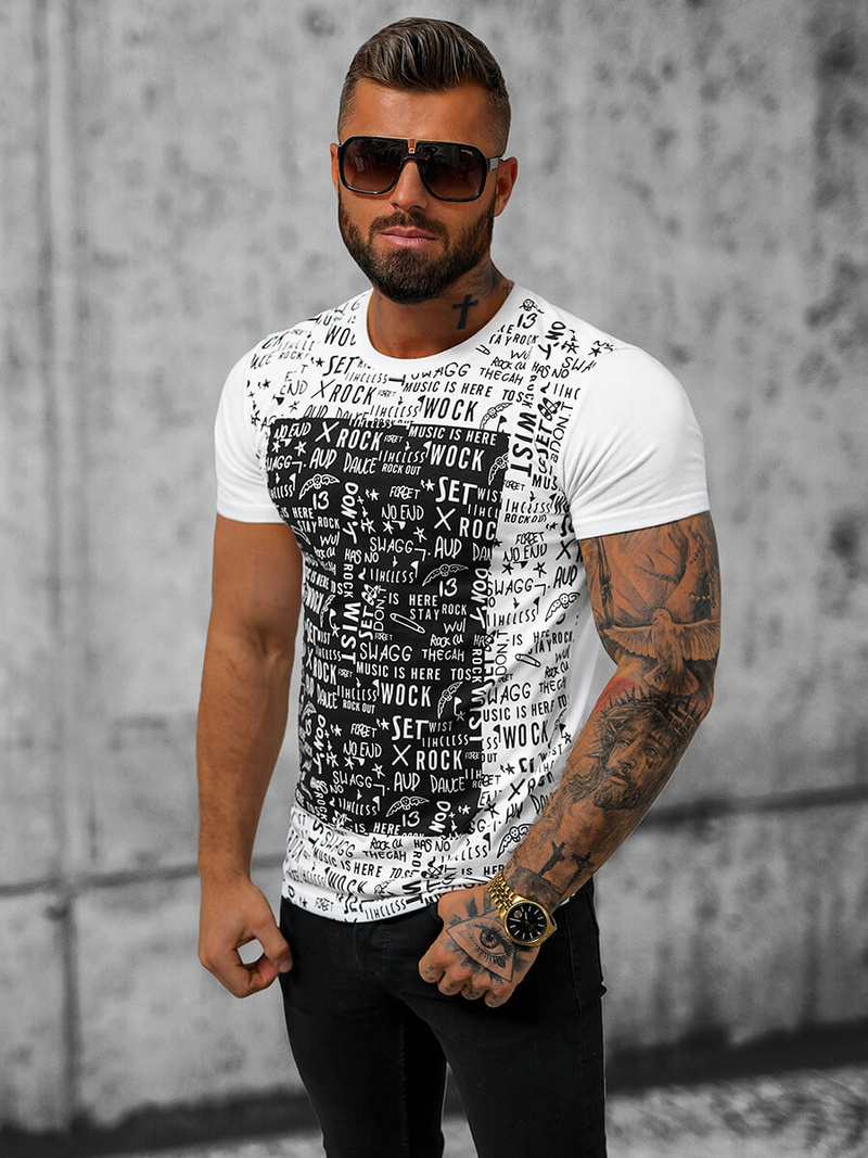 Pánské Tričko Bílé OZONEE O/T122/1Z