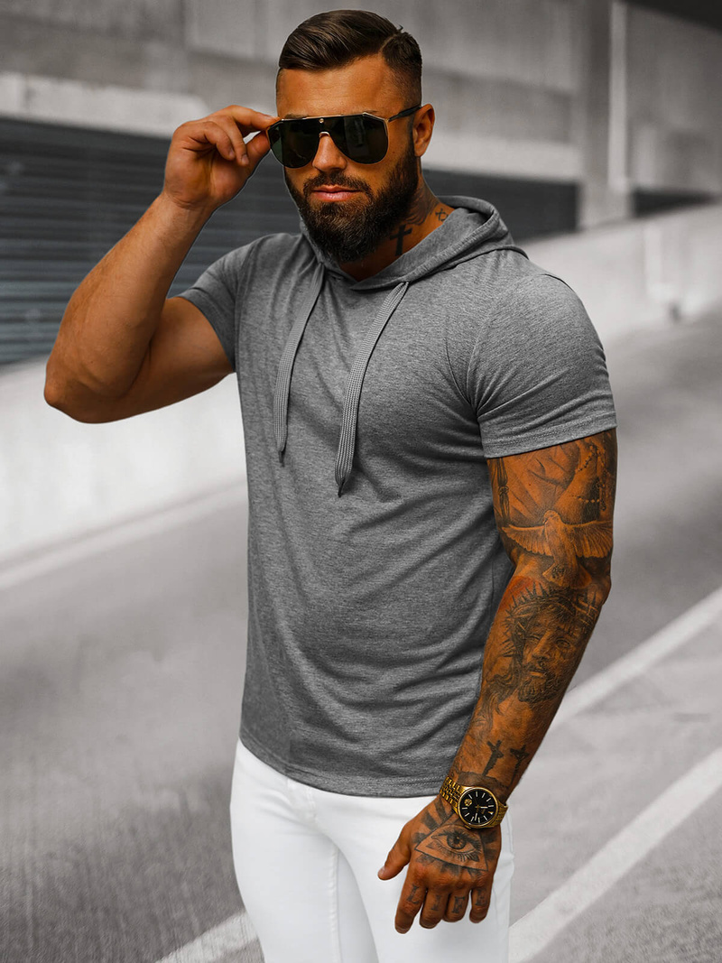 Pánské Tričko Grafitové OZONEE JS/8T89/5