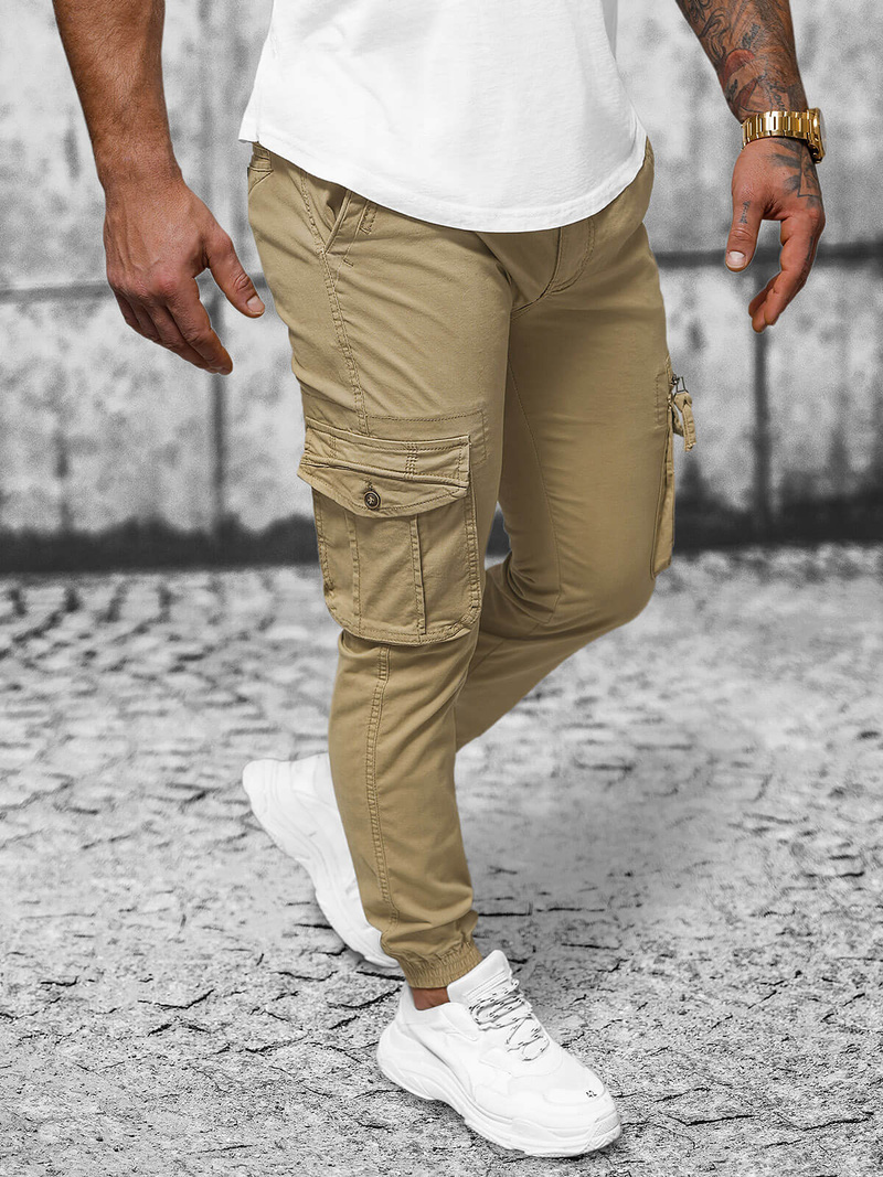 Pánské Chino Jogger Kalhoty Béžové OZONEE NB/MP0201K