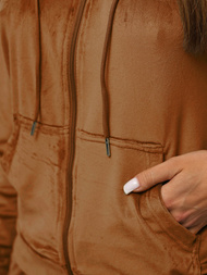 Dámská velurová tepláková souprava camelová OZONEE JS/8C1176/33Z