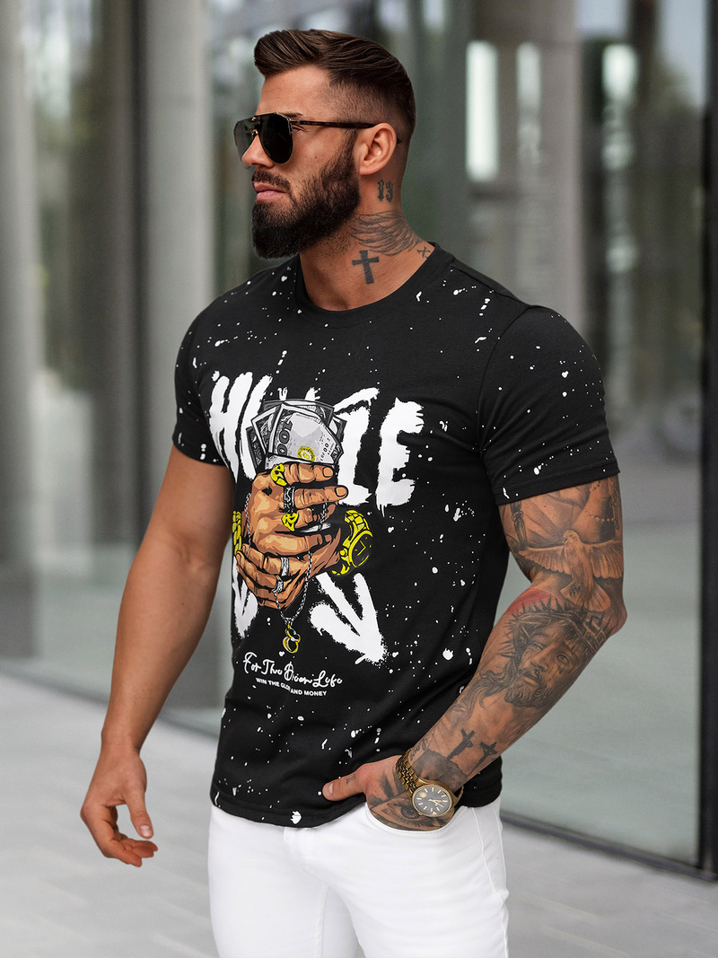 Pánské Tričko Černé OZONEE JS/8B1389/3