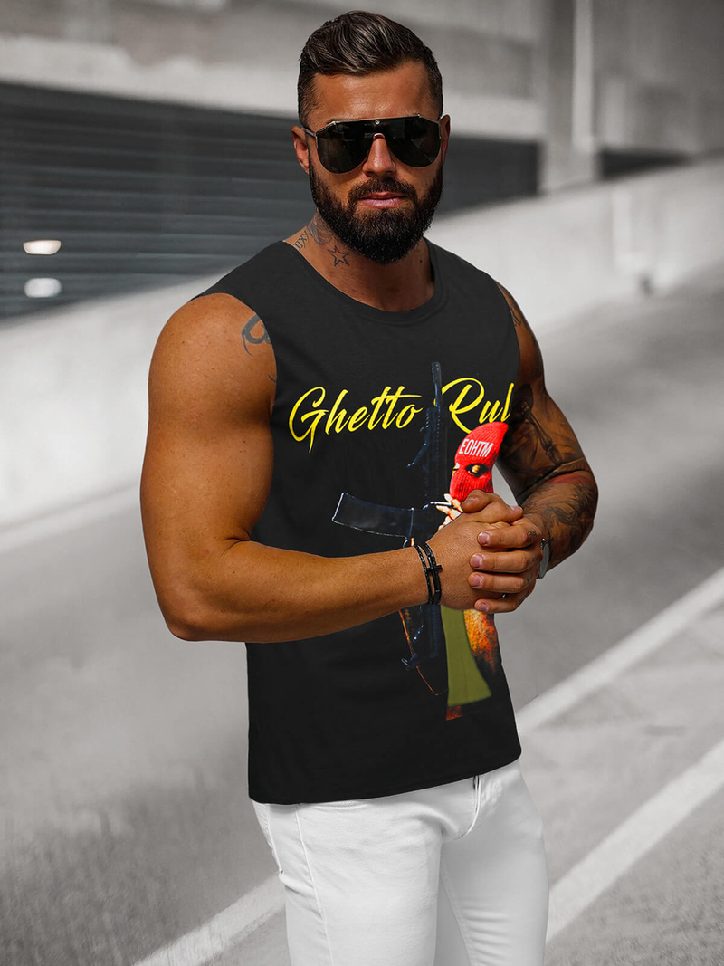 Pánské Tílko Černé OZONEE O/T107/3