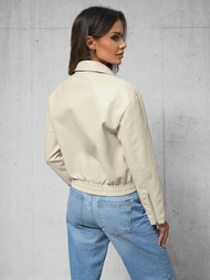 Dámská Kožená Bunda Béžová OZONEE O/G116