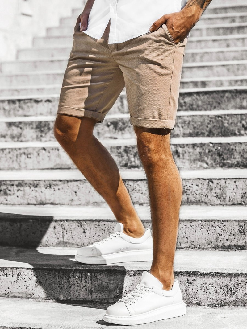 Pánské chino kraťasy Béžové OZONEE DJ/1007