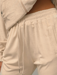 Dámská velurová tepláková souprava jasně-béžové OZONEE JS/8C1176/159Z