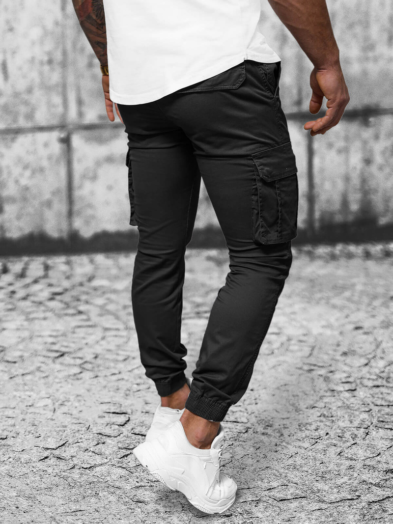 Pánské Chino Jogger Kalhoty Černé OZONEE NB/MP0202N