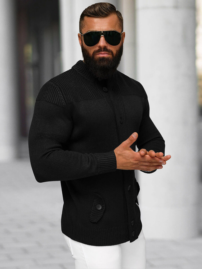 Pánský Svetr Černý OZONEE NB/MM6011/4Z