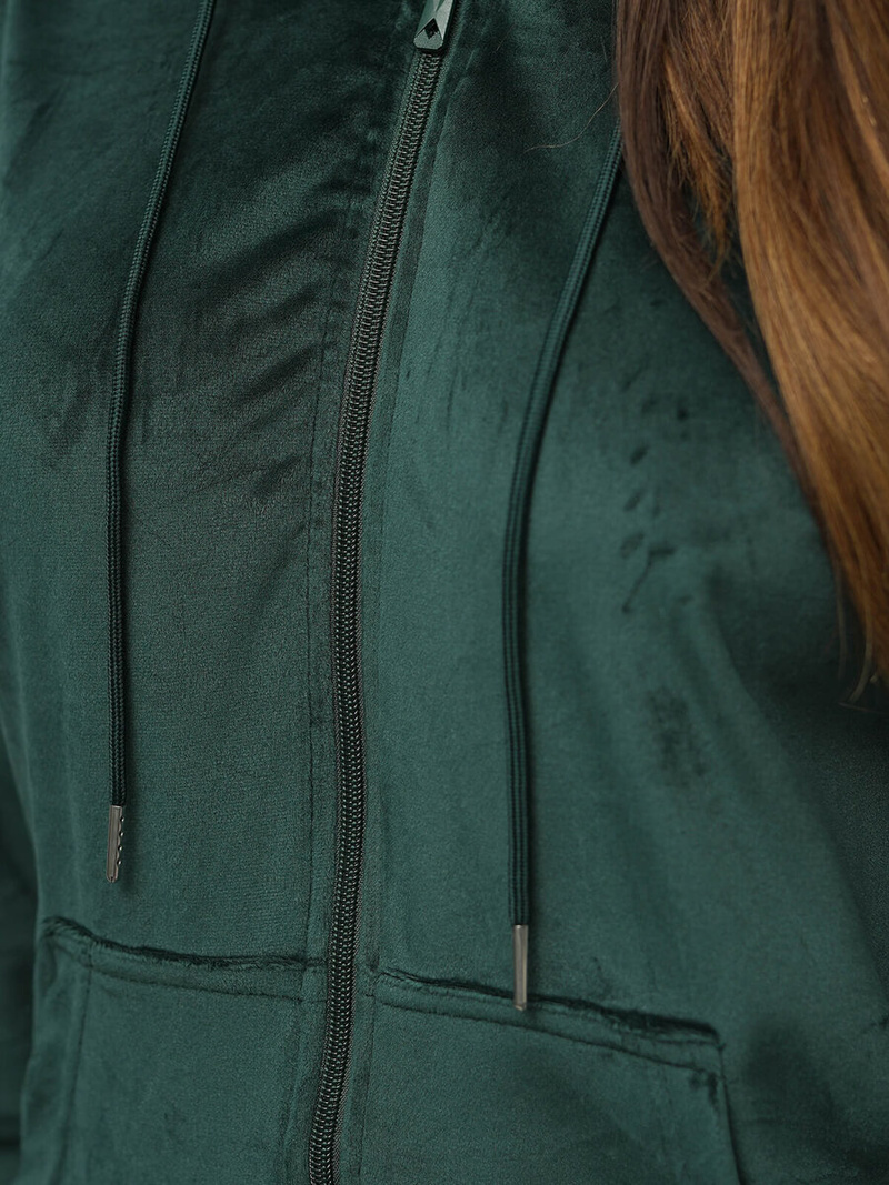 Dámská velurová tepláková souprava tmavě-zelená OZONEE JS/8C1176/9Z