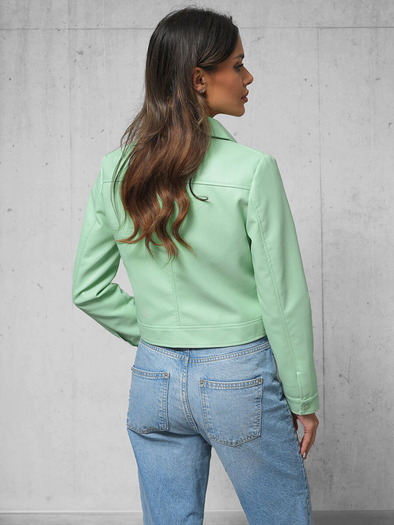 Dámská Kožená Bunda Mentolová OZONEE O/G117