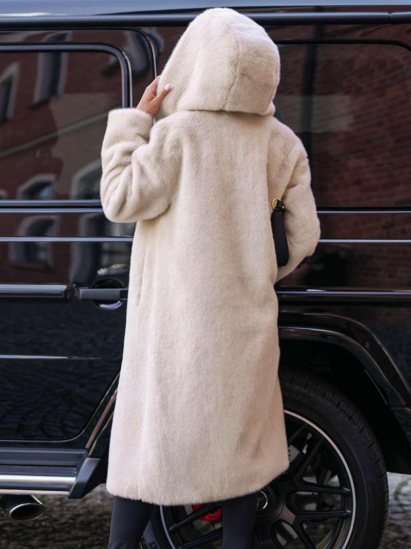 Dámská zimní kožešinová bunda béžová OZONEE JS/11Z8250