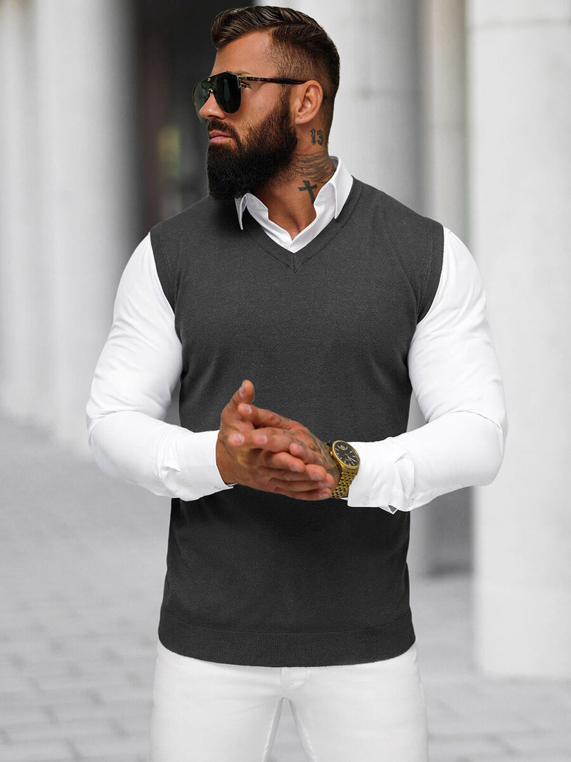 Pánský Svetr Grafitové OZONEE NB/MM6005/3Z