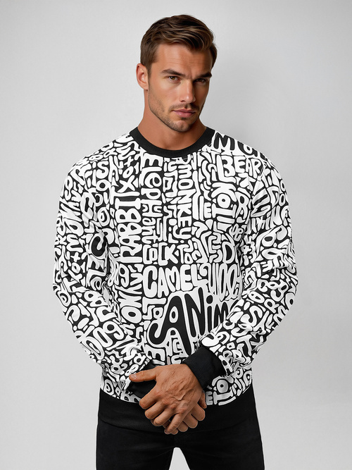 Pánská Mikina Bílá OZONEE JS/8B1131/1Z