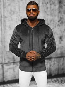 Pánská Velurová Mikina Grafitová OZONEE JS/8B1168/6