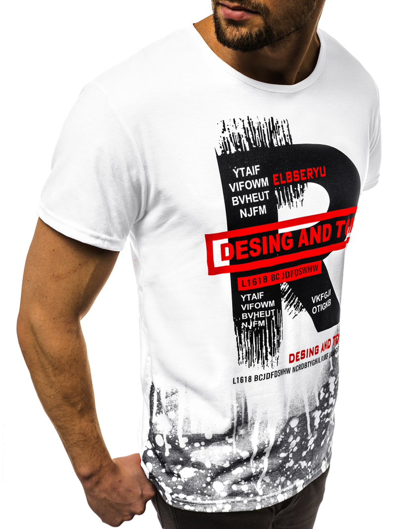 Pánské Tričko Bílé OZONEE JS/KS1945