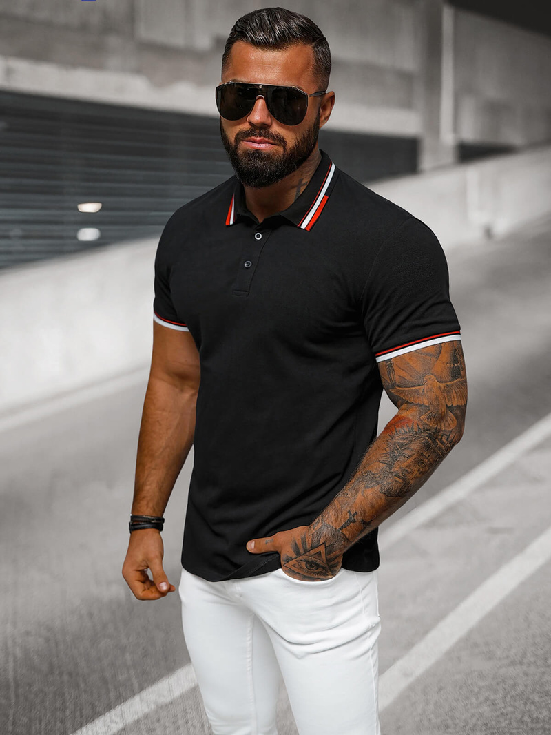 Pánské Polo Tričko Černé OZONEE O/DA736