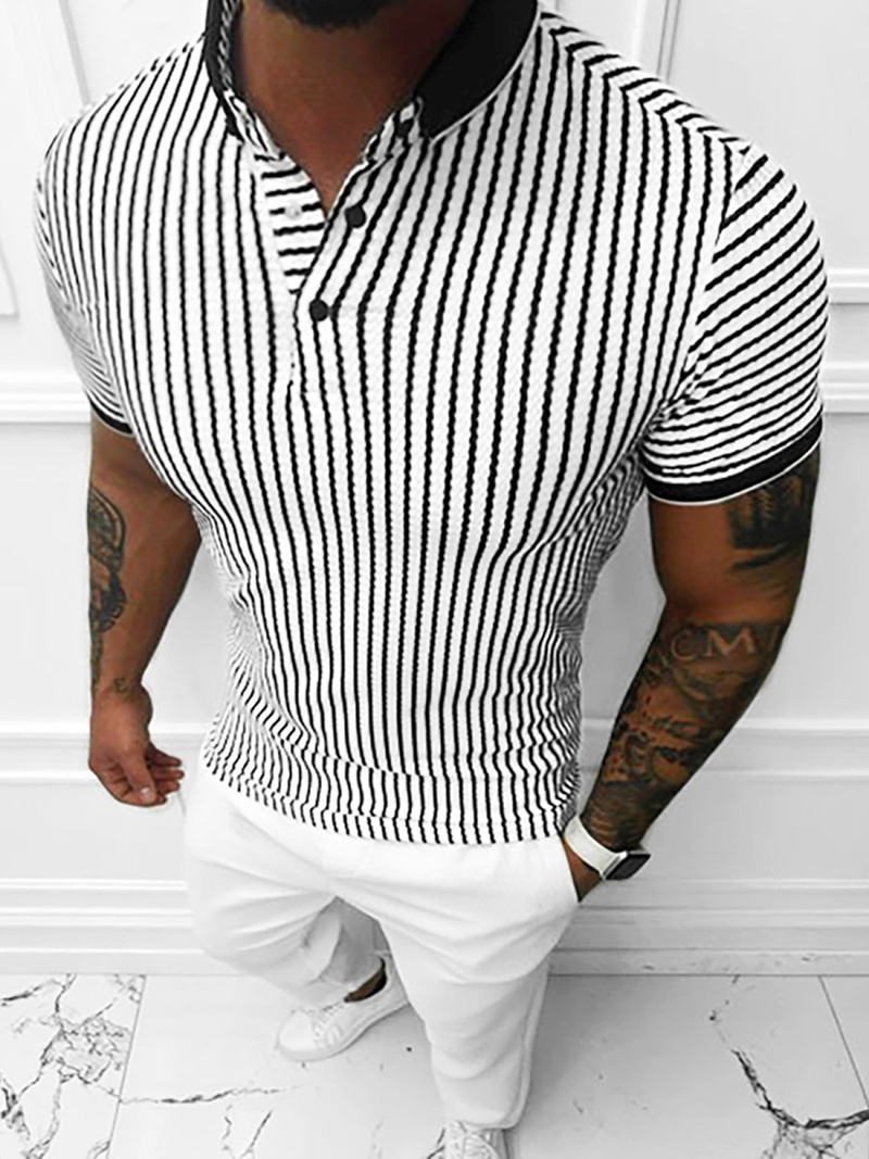 Pánské polo triko bílo-černé OZONEE E/1749